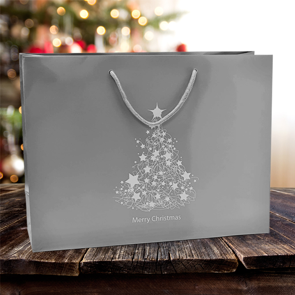 Silver christmas shop gift bags